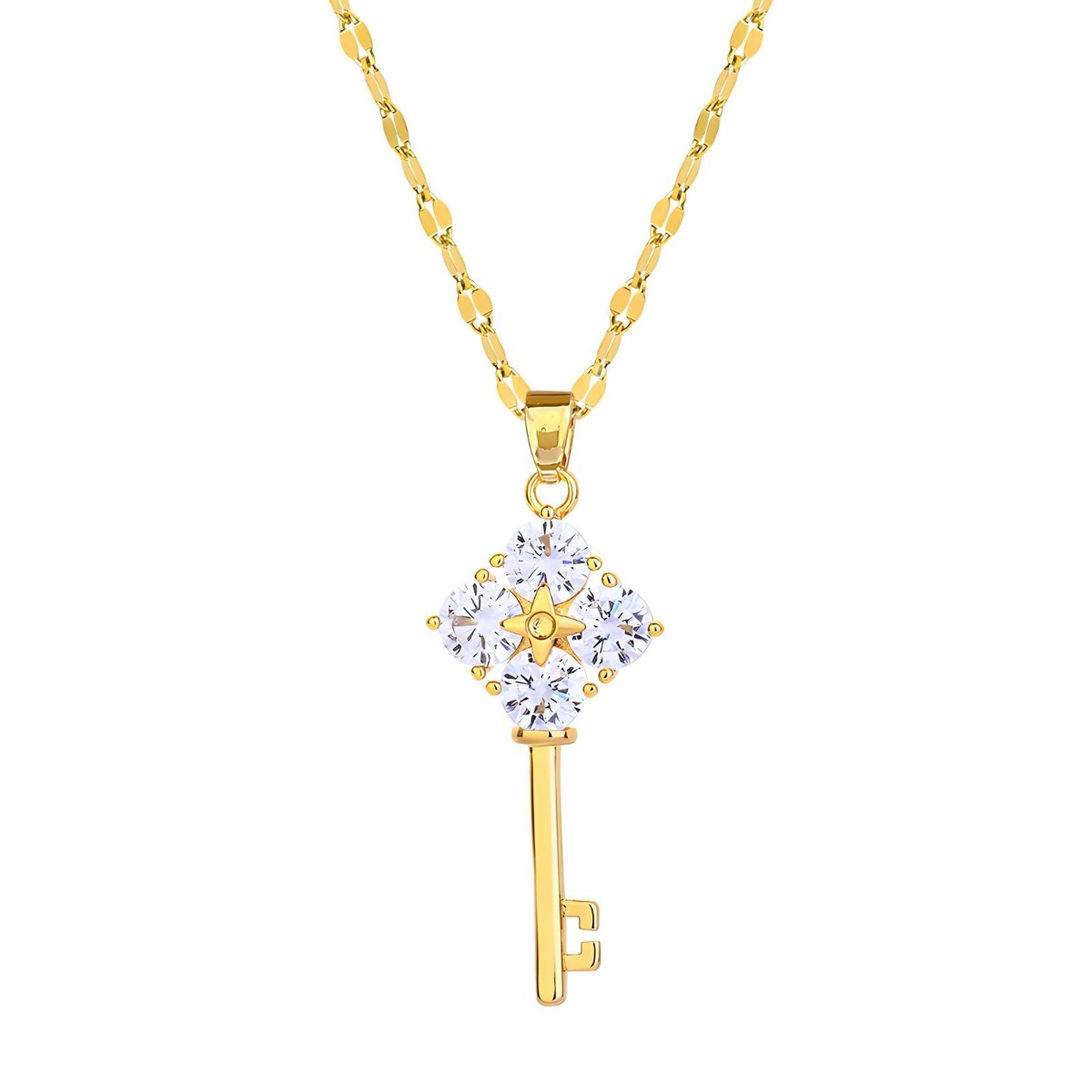 18K gold plated Stainless steel "Key" necklace, Intensity 
